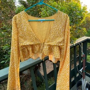 Topshop Yellow Tie Front Top